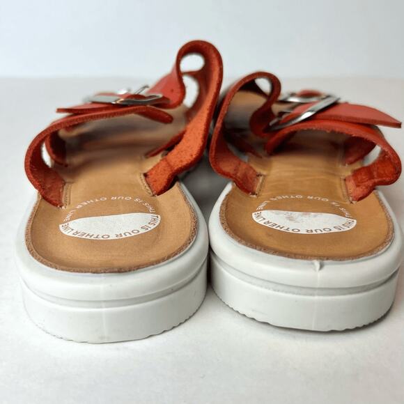 Intentionally Blank "This Is Our Other Line" Express Sandals Orange US 5.5/6 - Picture 4 of 8